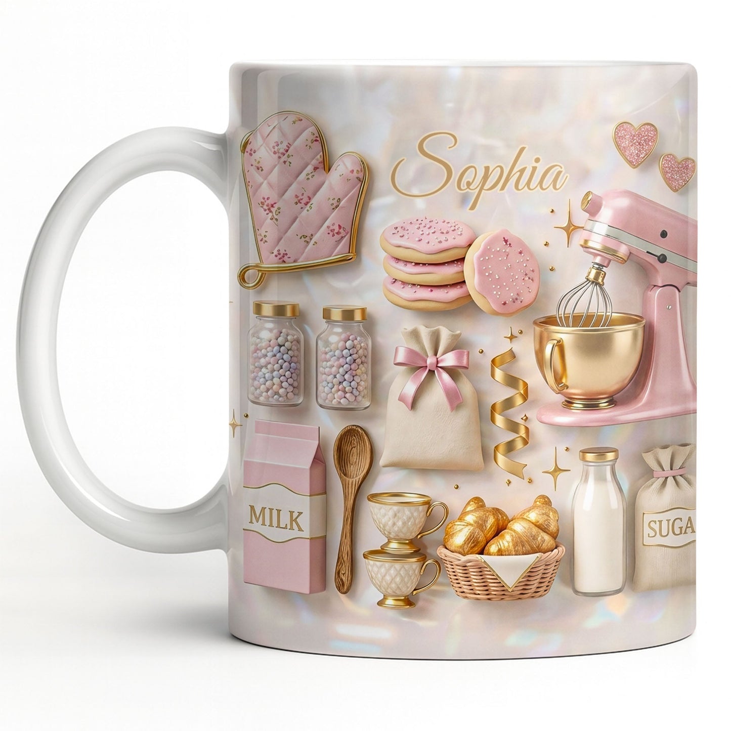 Baking With Love And Dash Of Sweetness Pink Stand Mixer And Cookies - Personalized Custom Coffee Mug - BAKE020_MG