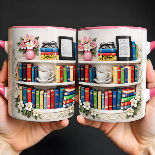 Celebrate The Beauty Of Knowledge And Comfort, Books And Coffee Cup Design - Personalized Custom Accent Mug - BLV081_AMUG