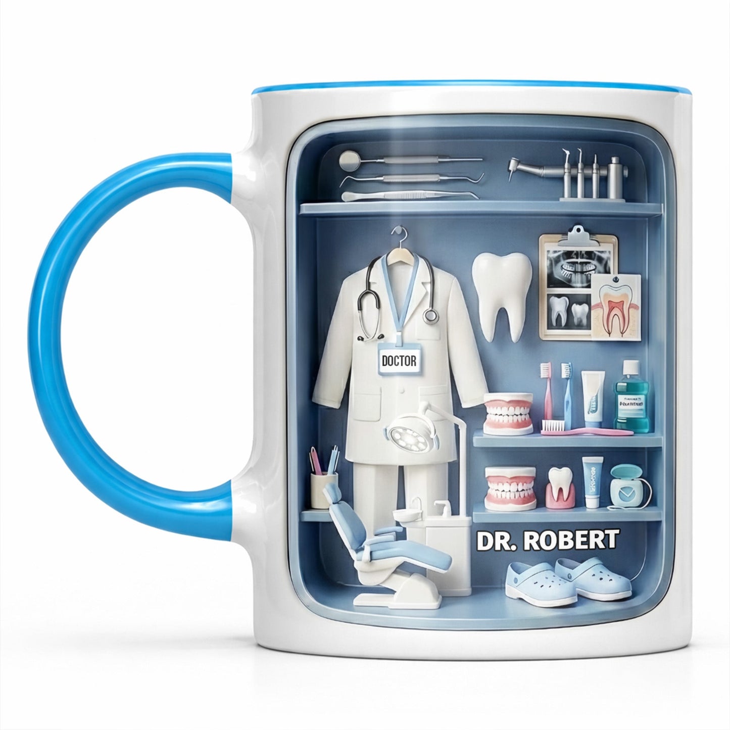Doctor Of Dental Medicine Teeth And Medical Tools Design - Personalized Custom Accent Mug - DOC094_AMUG