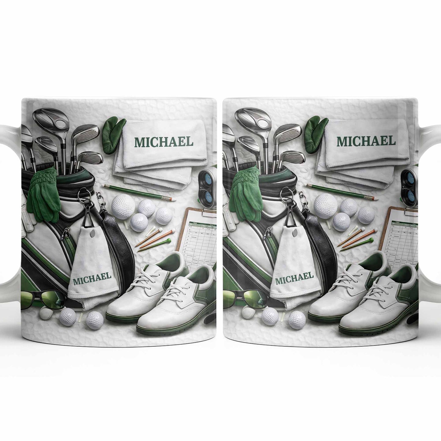 Customizable Golf Themed Mug With Clubs And Balls - Personalized Custom Coffee Mug - GOLF012_MG