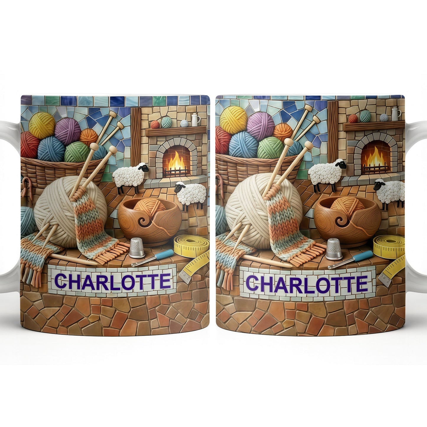 Cozy Knitting Vibes With Wool Yarn Balls And Sheep Design - Personalized Custom Coffee Mug - HAND023_MG