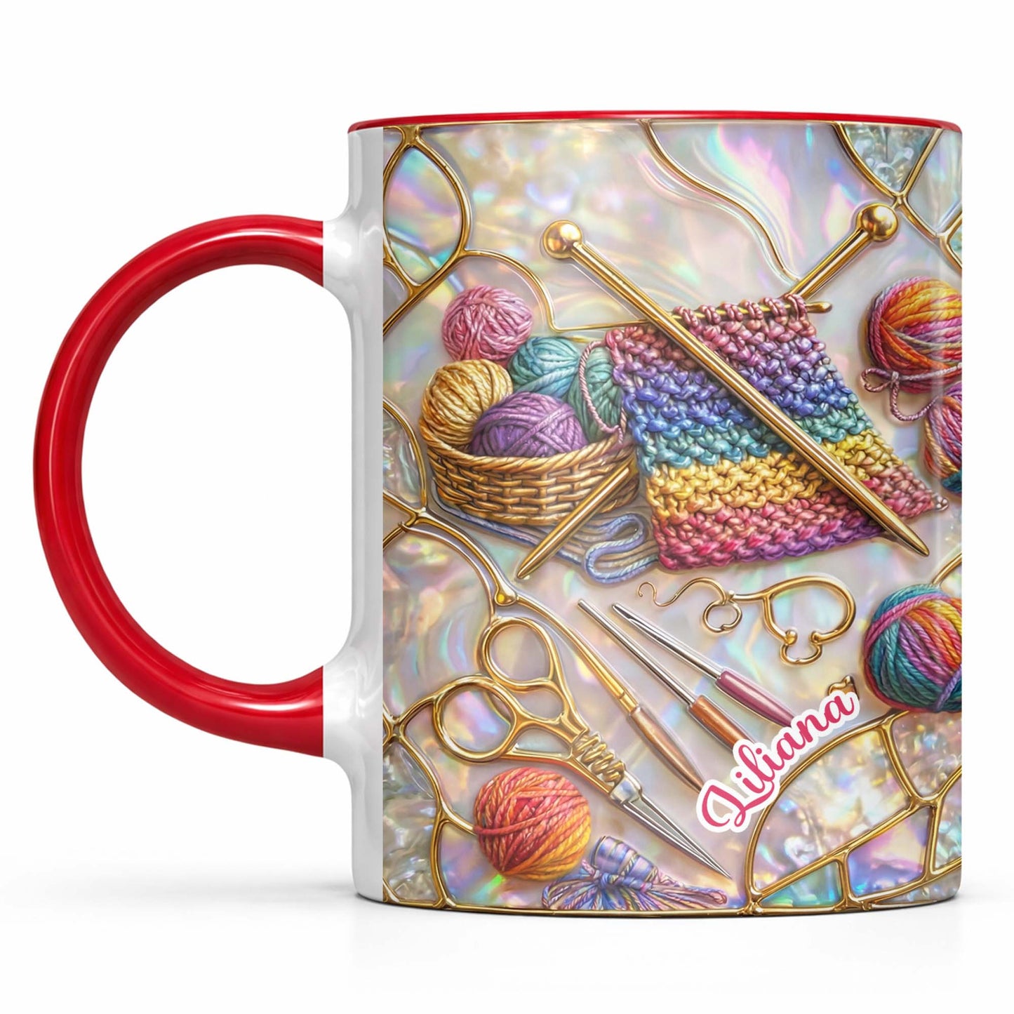 Crafting A Personalized Masterpiece With Knitting And Sewing Tools - Personalized Custom Accent Mug - HOB042_AMUG