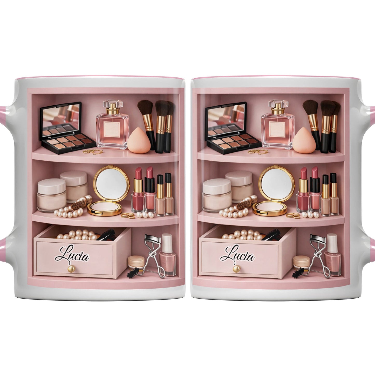 Beauty Essentials Collection With Makeup Brushes And Lipstick Design - Personalized Custom Accent Mug - HOB087_AMUG