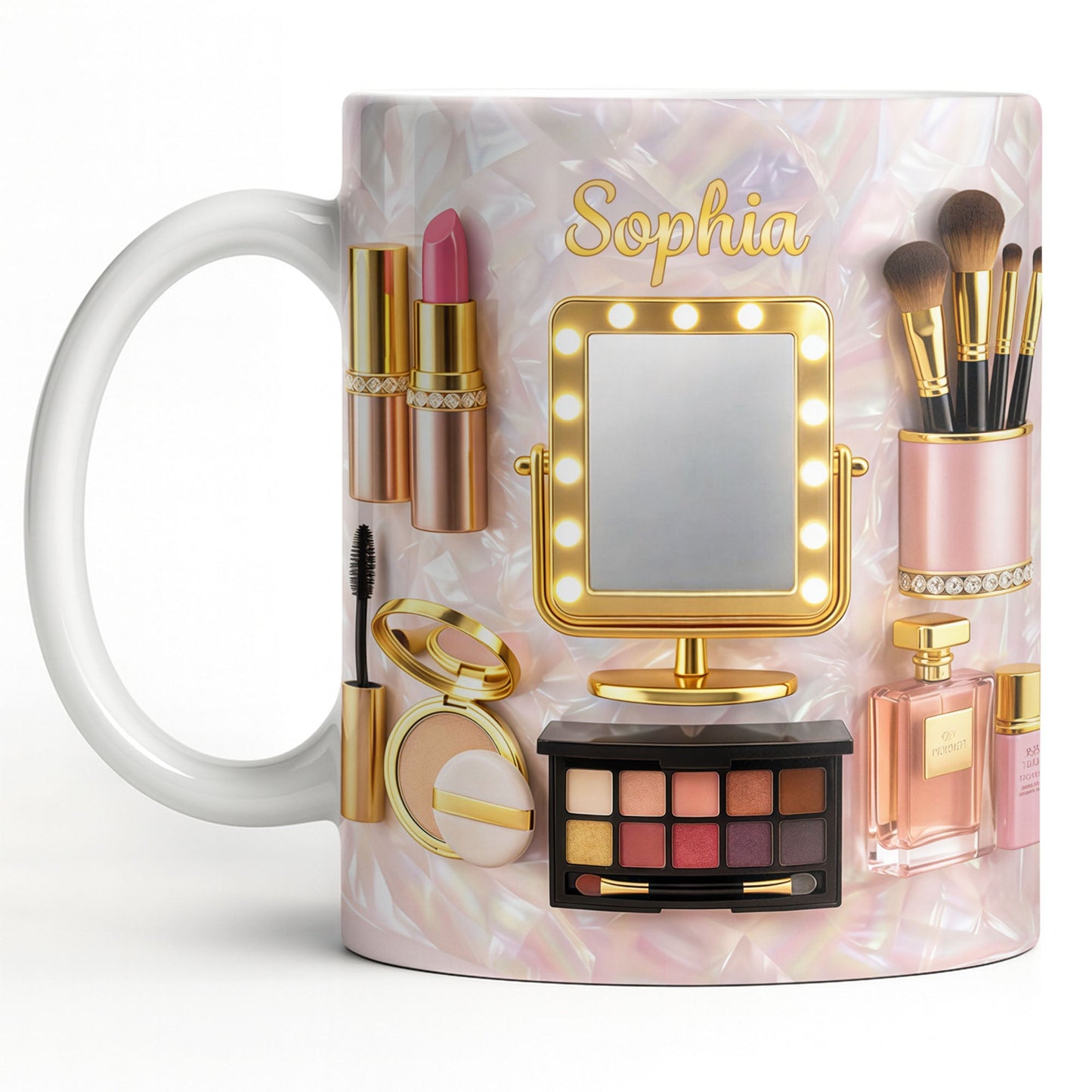 Beauty Is Being Yourself Makeup Mirror And Cosmetic Accessories - Personalized Custom Coffee Mug - HOB176_MG