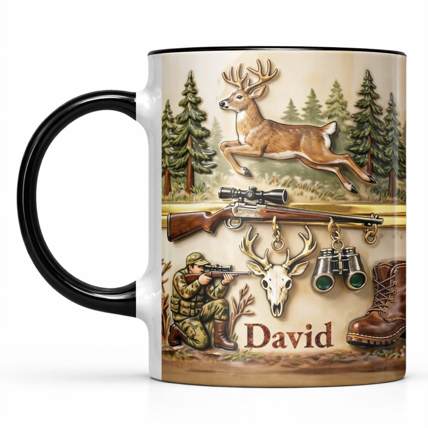 Capture The Thrill Of The Hunt With Deer And Rifle - Personalized Custom Accent Mug - HTG006_AMUG