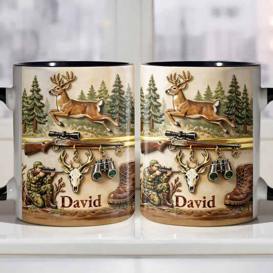 Capture The Thrill Of The Hunt With Deer And Rifle - Personalized Custom Accent Mug - HTG006_AMUG