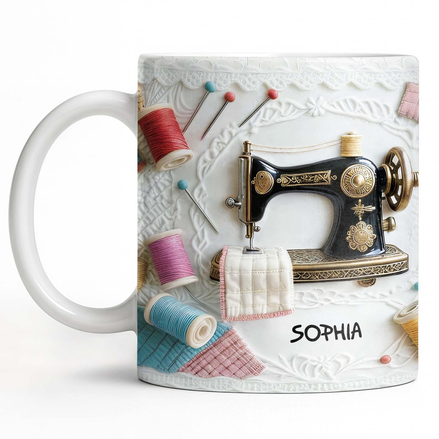A Perfect Gift For The Passionate Crafter With Vintage Sewing Machine And Thread - Personalized Custom Coffee Mug - JBS049_MG