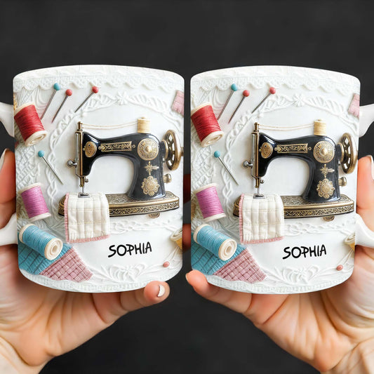 A Perfect Gift For The Passionate Crafter With Vintage Sewing Machine And Thread - Personalized Custom Coffee Mug - JBS049_MG