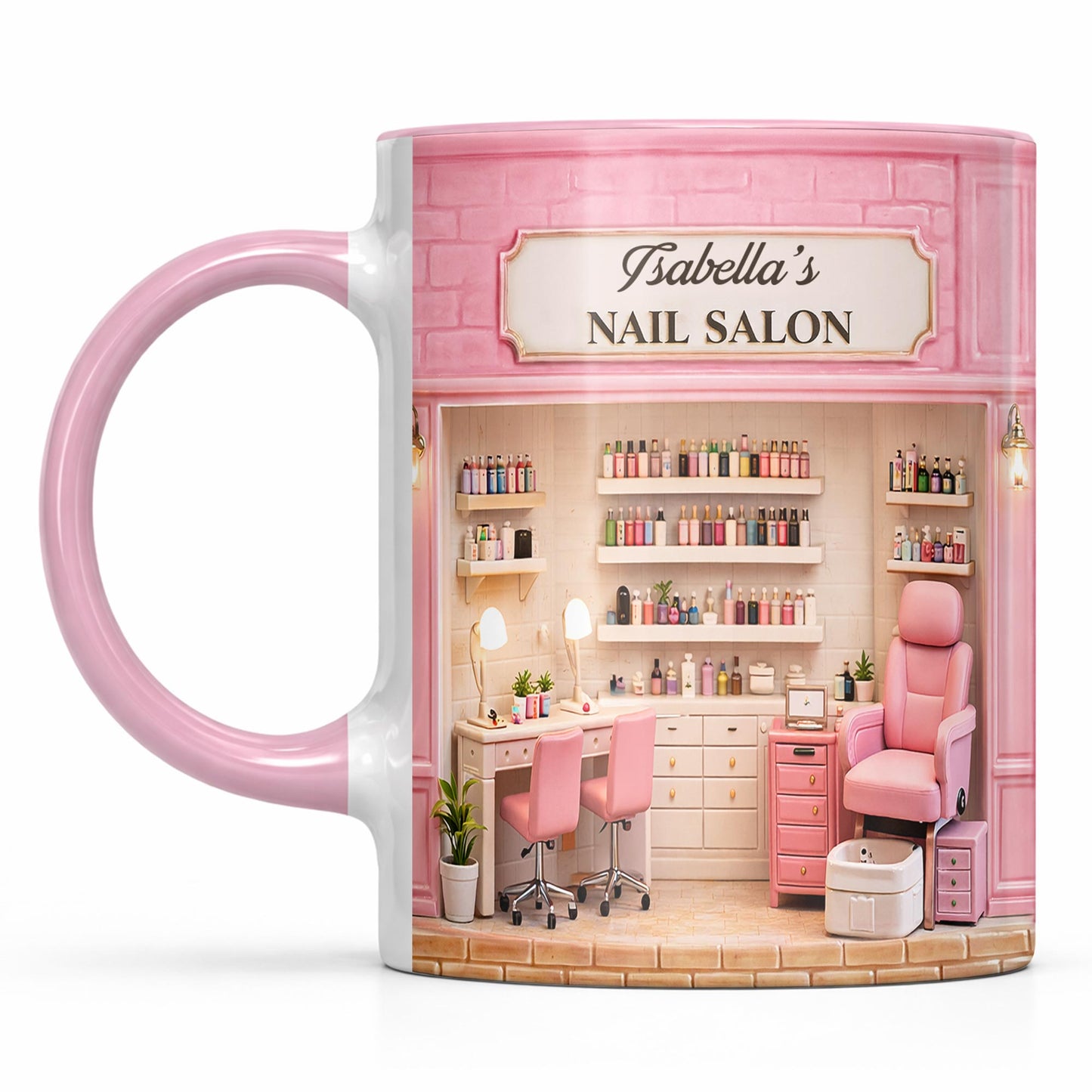 My Nail Salon With Pink Interior And Polish Bottles - Personalized Custom Accent Mug - JBS108_AMUG