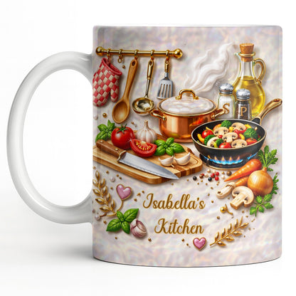 My Kitchen With Cooking Utensils And Fresh Vegetables - Personalized Custom Coffee Mug - COOK045_MG