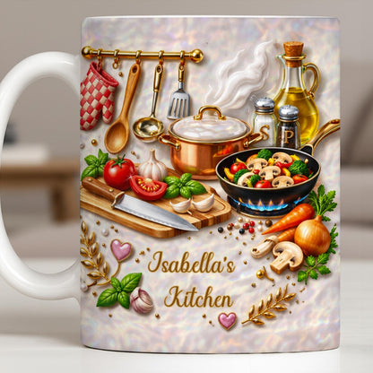 My Kitchen With Cooking Utensils And Fresh Vegetables - Personalized Custom Coffee Mug - COOK045_MG