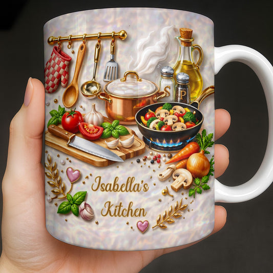 My Kitchen With Cooking Utensils And Fresh Vegetables - Personalized Custom Coffee Mug - COOK045_MG