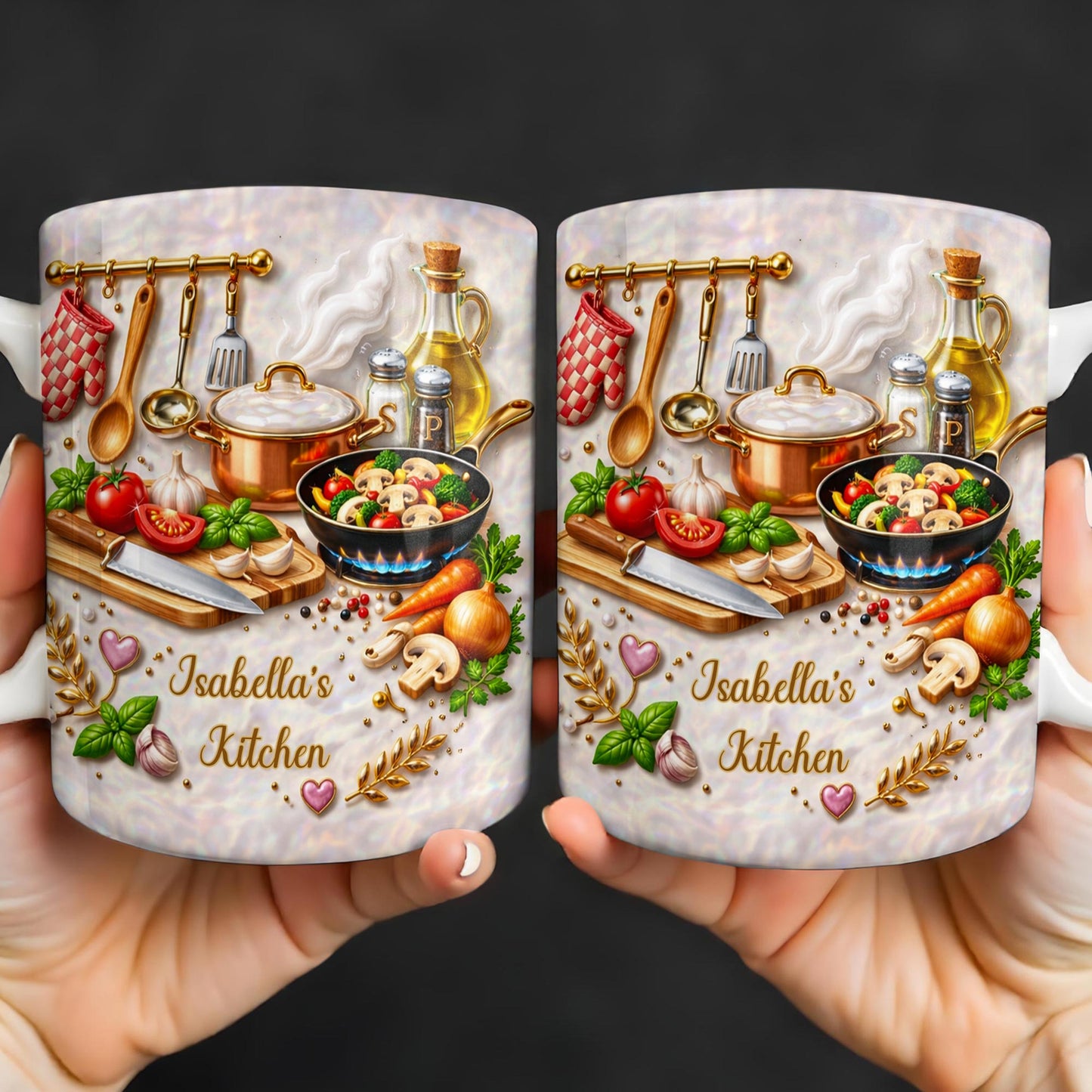 My Kitchen With Cooking Utensils And Fresh Vegetables - Personalized Custom Coffee Mug - COOK045_MG
