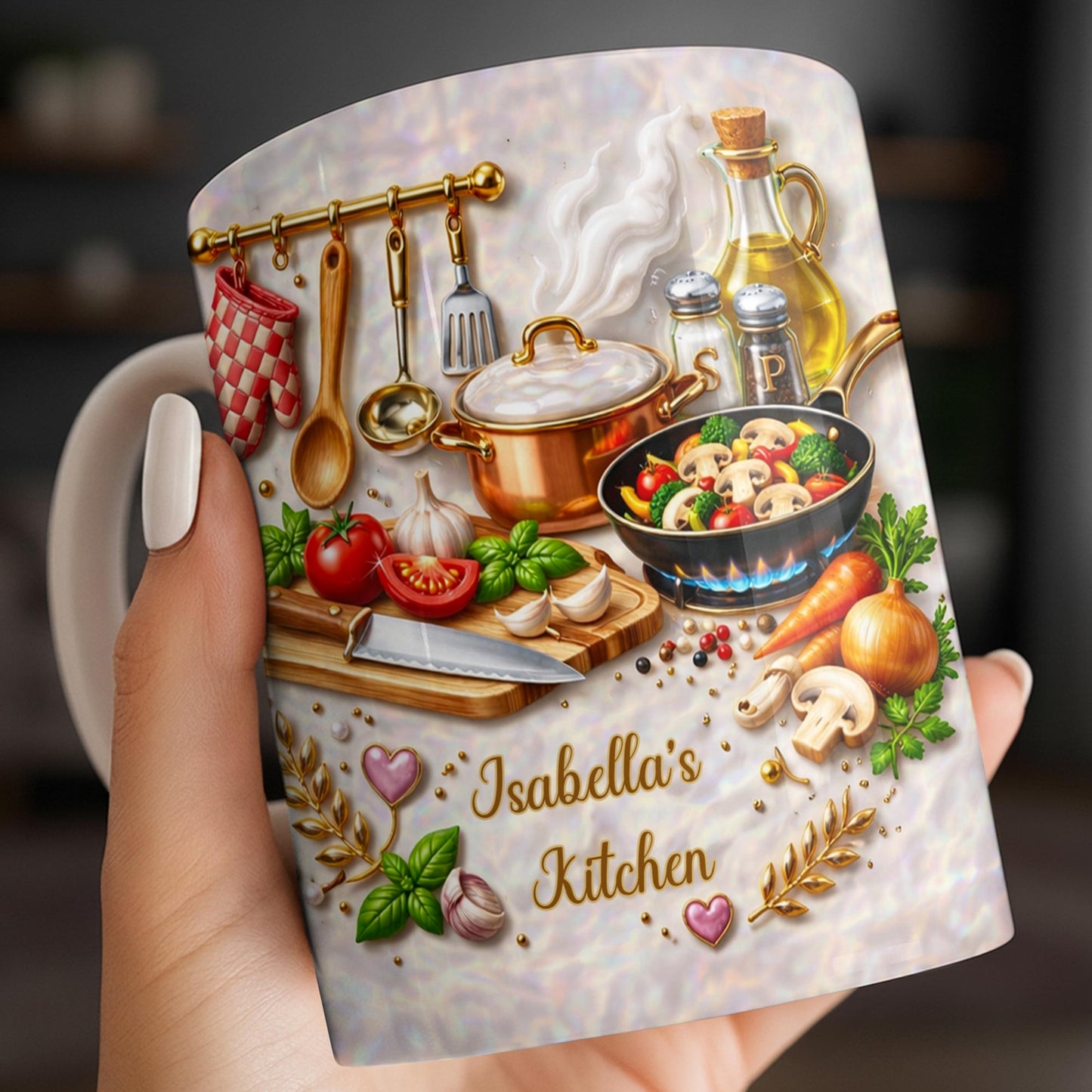 My Kitchen With Cooking Utensils And Fresh Vegetables - Personalized Custom Coffee Mug - COOK045_MG