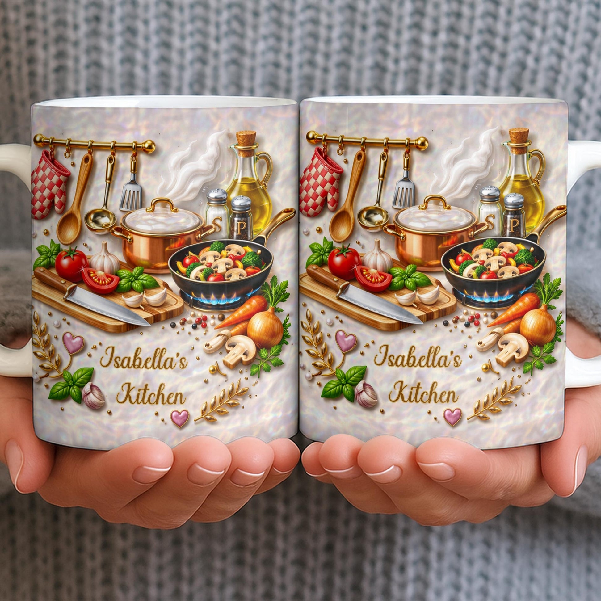 My Kitchen With Cooking Utensils And Fresh Vegetables - Personalized Custom Coffee Mug - COOK045_MG