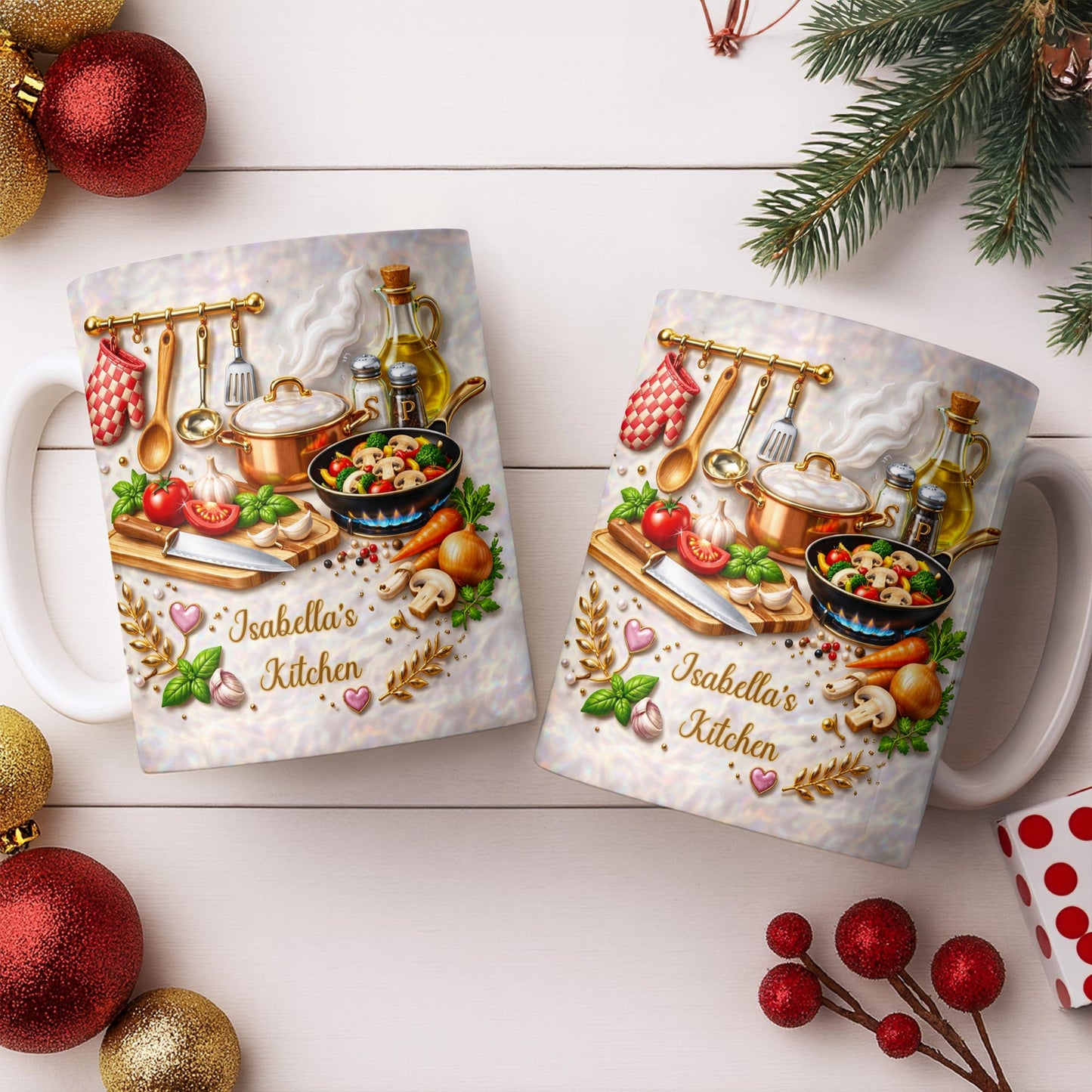 My Kitchen With Cooking Utensils And Fresh Vegetables - Personalized Custom Coffee Mug - COOK045_MG