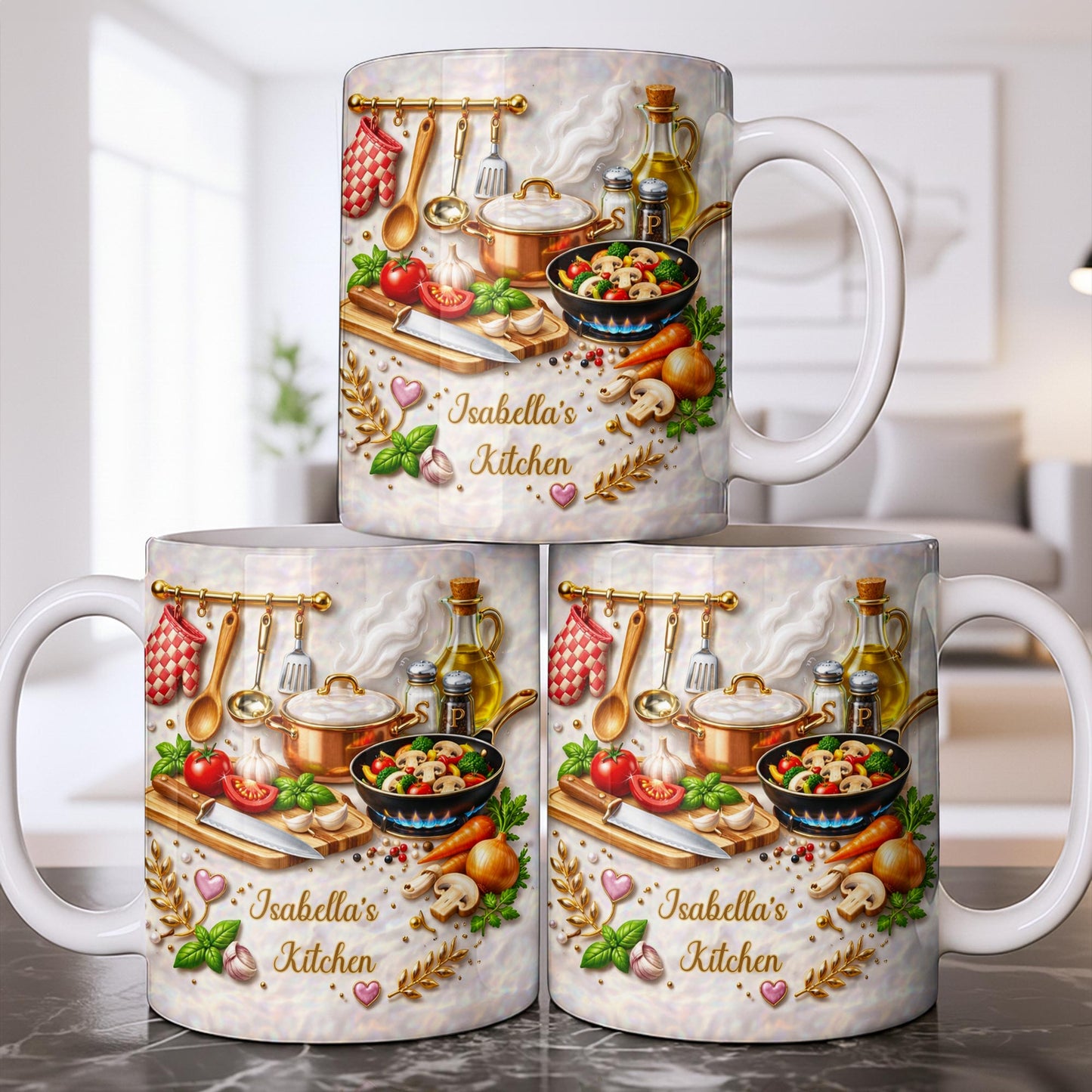My Kitchen With Cooking Utensils And Fresh Vegetables - Personalized Custom Coffee Mug - COOK045_MG