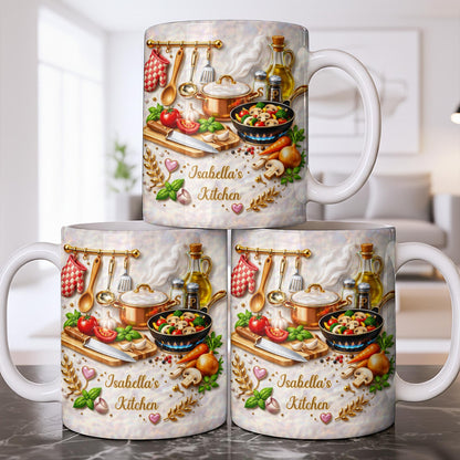My Kitchen With Cooking Utensils And Fresh Vegetables - Personalized Custom Coffee Mug - COOK045_MG