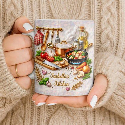 My Kitchen With Cooking Utensils And Fresh Vegetables - Personalized Custom Coffee Mug - COOK045_MG