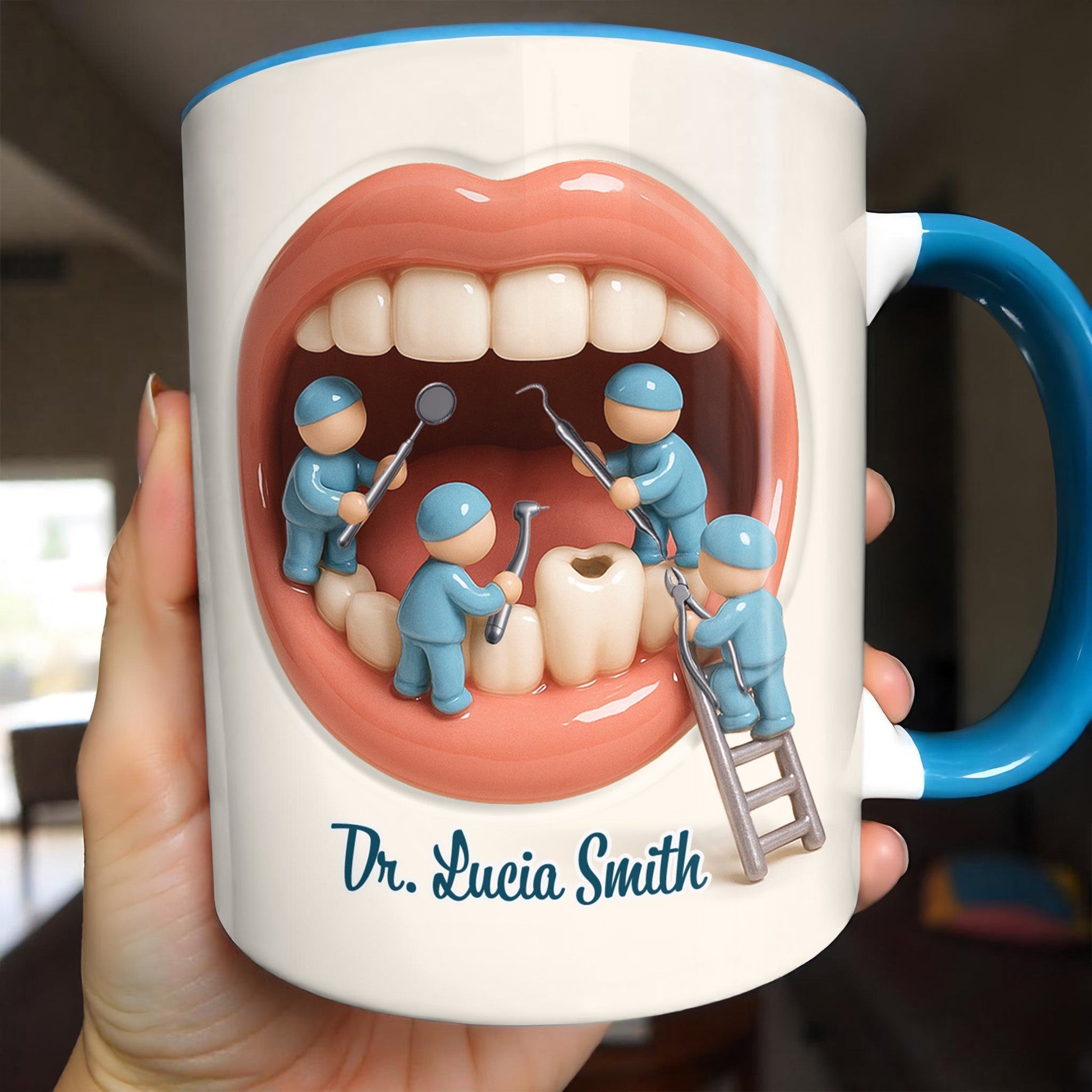 Unique Gift For Dental Professionals And Teeth Enthusiasts - Personalized Custom Accent Mug - DOC069_AMUG