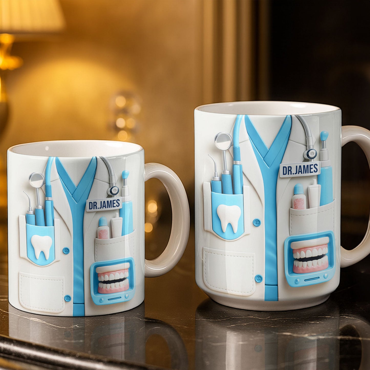 Customize With Name and Title, Dental Tools Design - Personalized Custom Coffee Mug - DOC080_MG
