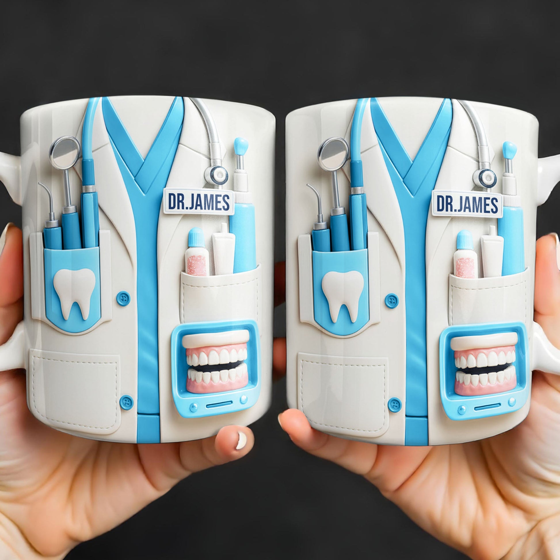 Customize With Name and Title, Dental Tools Design - Personalized Custom Coffee Mug - DOC080_MG