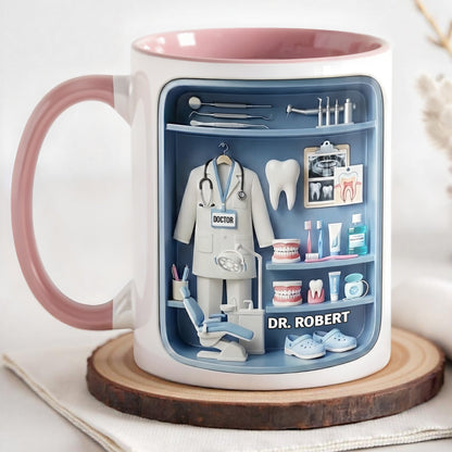 Doctor Of Dental Medicine Teeth And Medical Tools Design - Personalized Custom Accent Mug - DOC094_AMUG