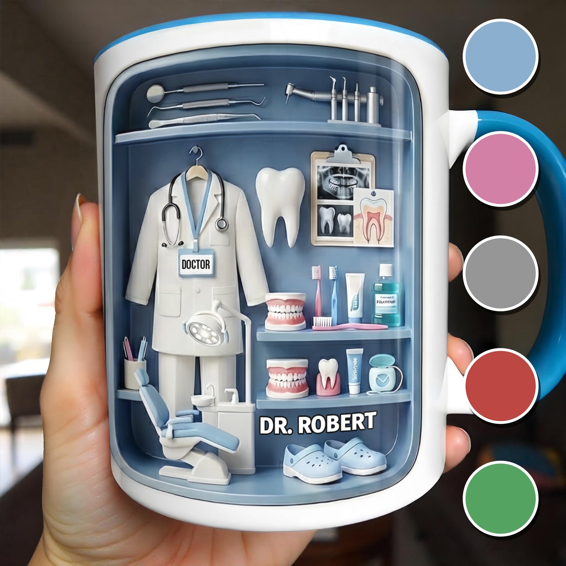 Doctor Of Dental Medicine Teeth And Medical Tools Design - Personalized Custom Accent Mug - DOC094_AMUG