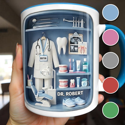 Doctor Of Dental Medicine Teeth And Medical Tools Design - Personalized Custom Accent Mug - DOC094_AMUG