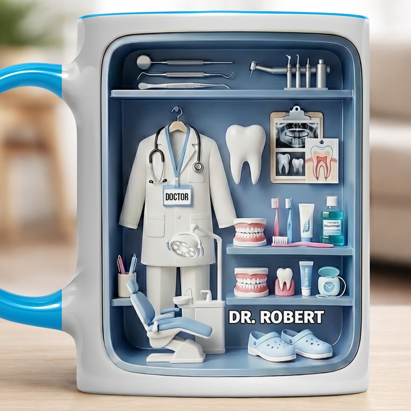 Doctor Of Dental Medicine Teeth And Medical Tools Design - Personalized Custom Accent Mug - DOC094_AMUG