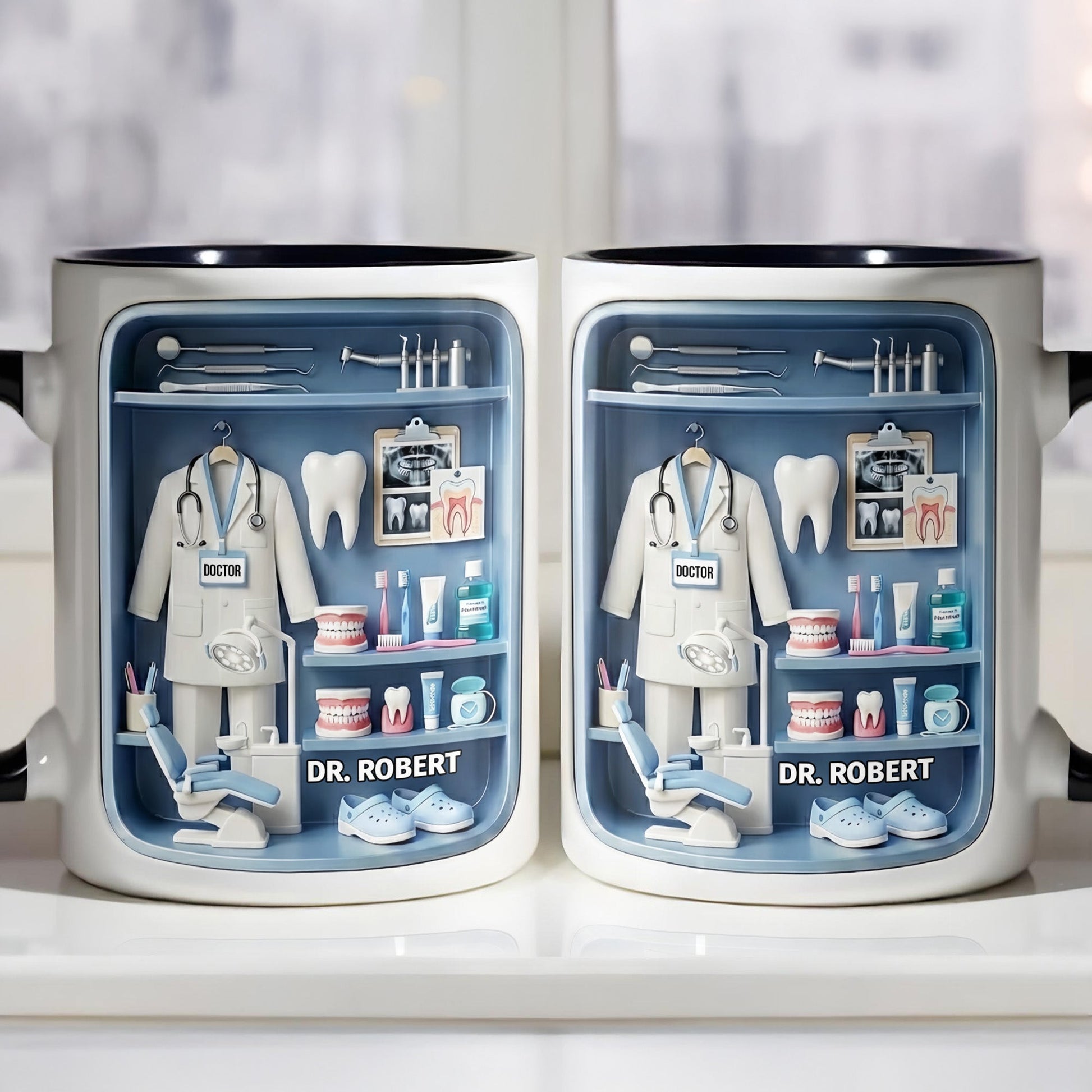 Doctor Of Dental Medicine Teeth And Medical Tools Design - Personalized Custom Accent Mug - DOC094_AMUG