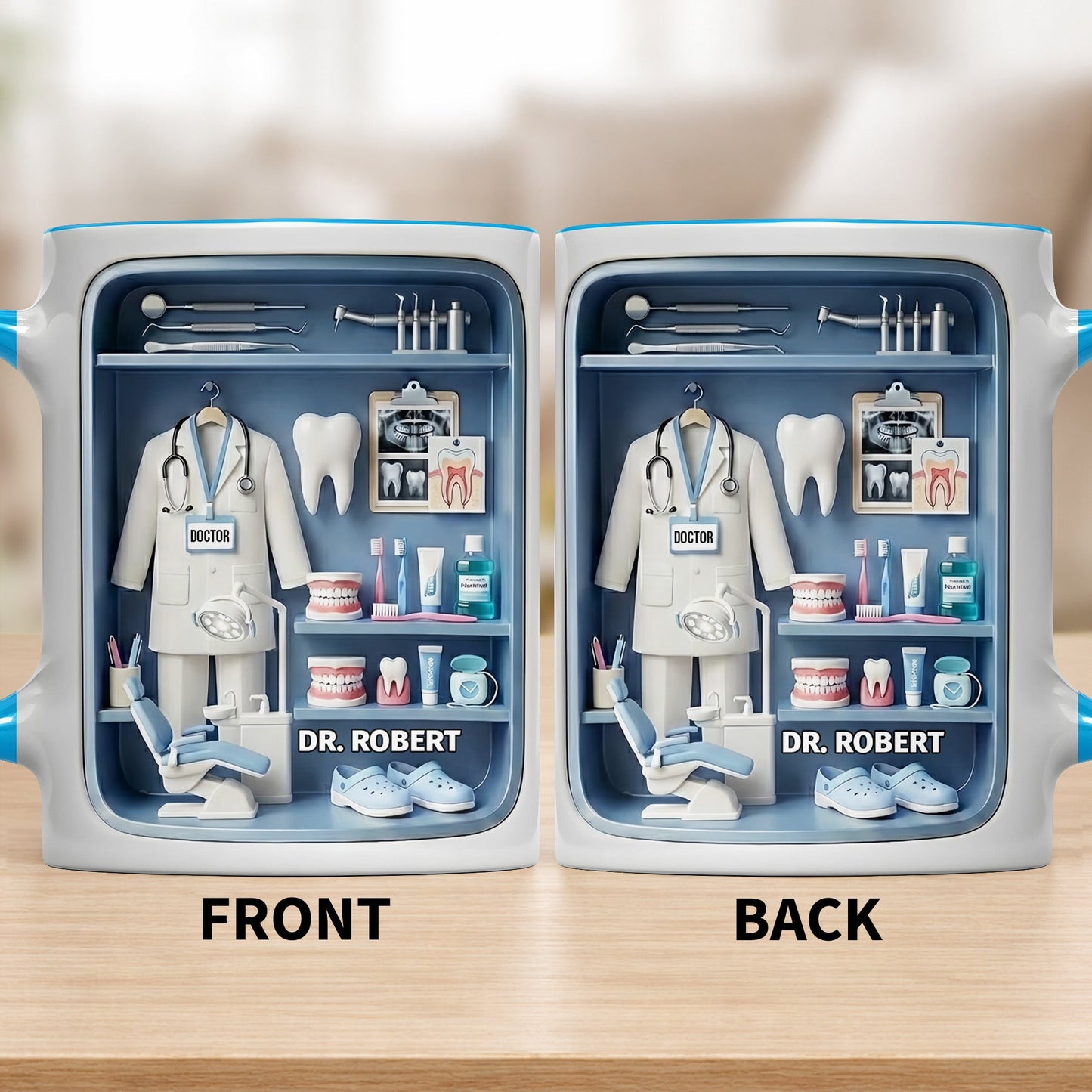 Doctor Of Dental Medicine Teeth And Medical Tools Design - Personalized Custom Accent Mug - DOC094_AMUG