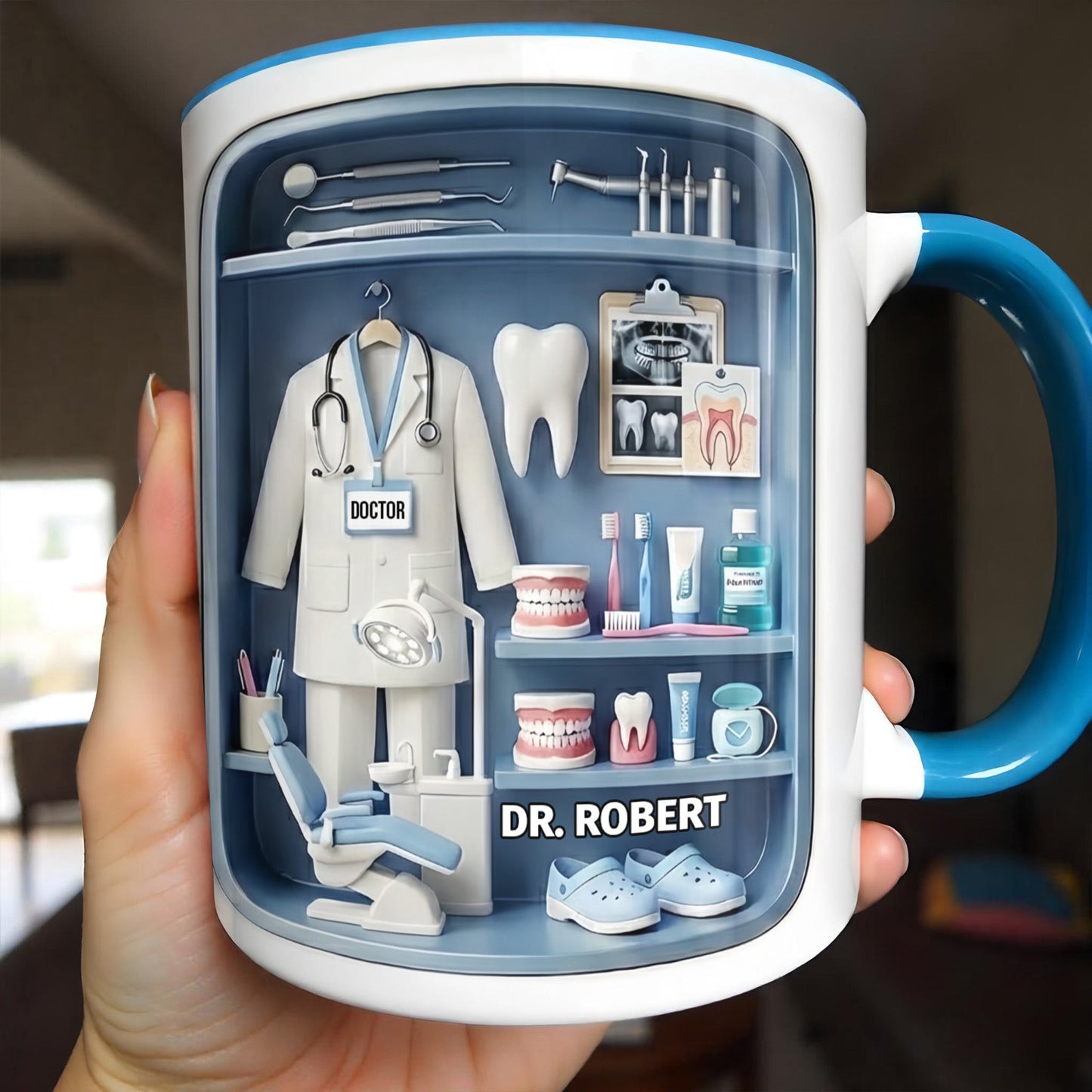 Doctor Of Dental Medicine Teeth And Medical Tools Design - Personalized Custom Accent Mug - DOC094_AMUG