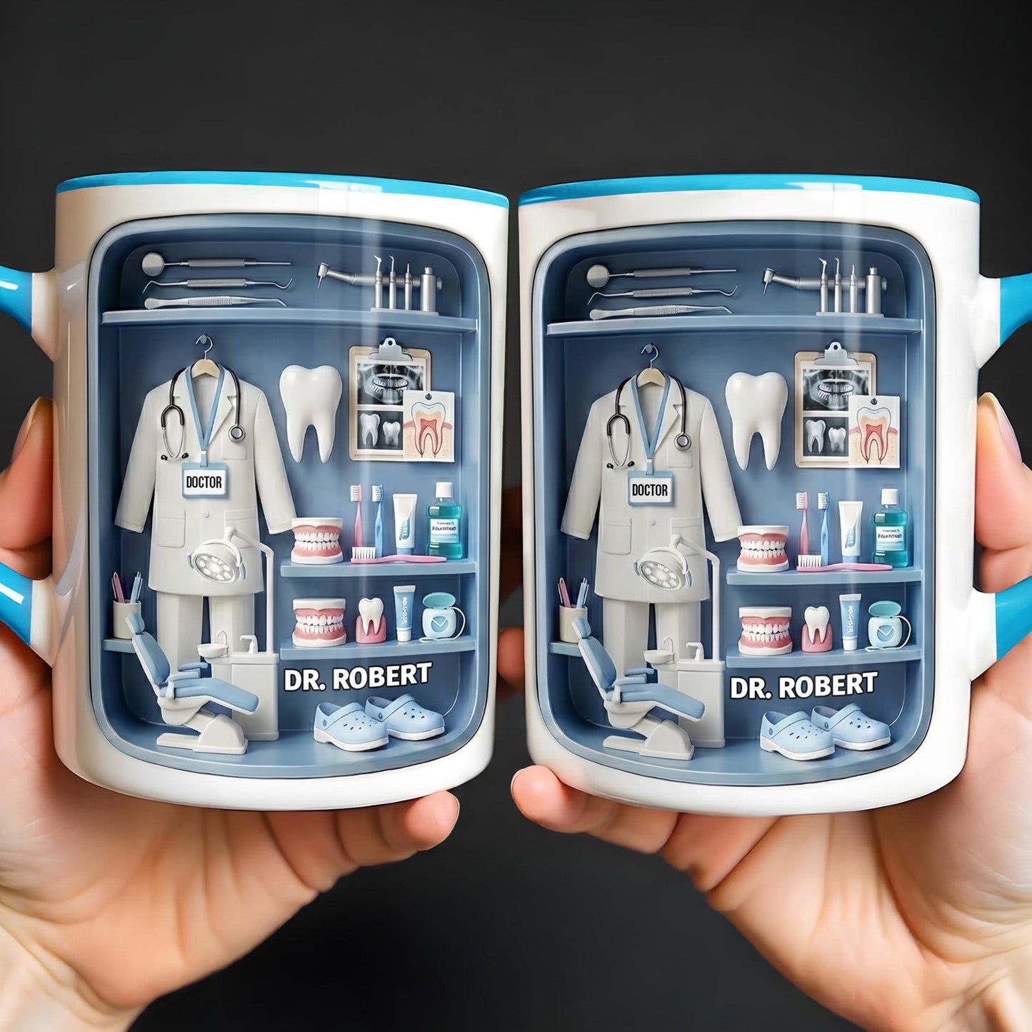 Doctor Of Dental Medicine Teeth And Medical Tools Design - Personalized Custom Accent Mug - DOC094_AMUG