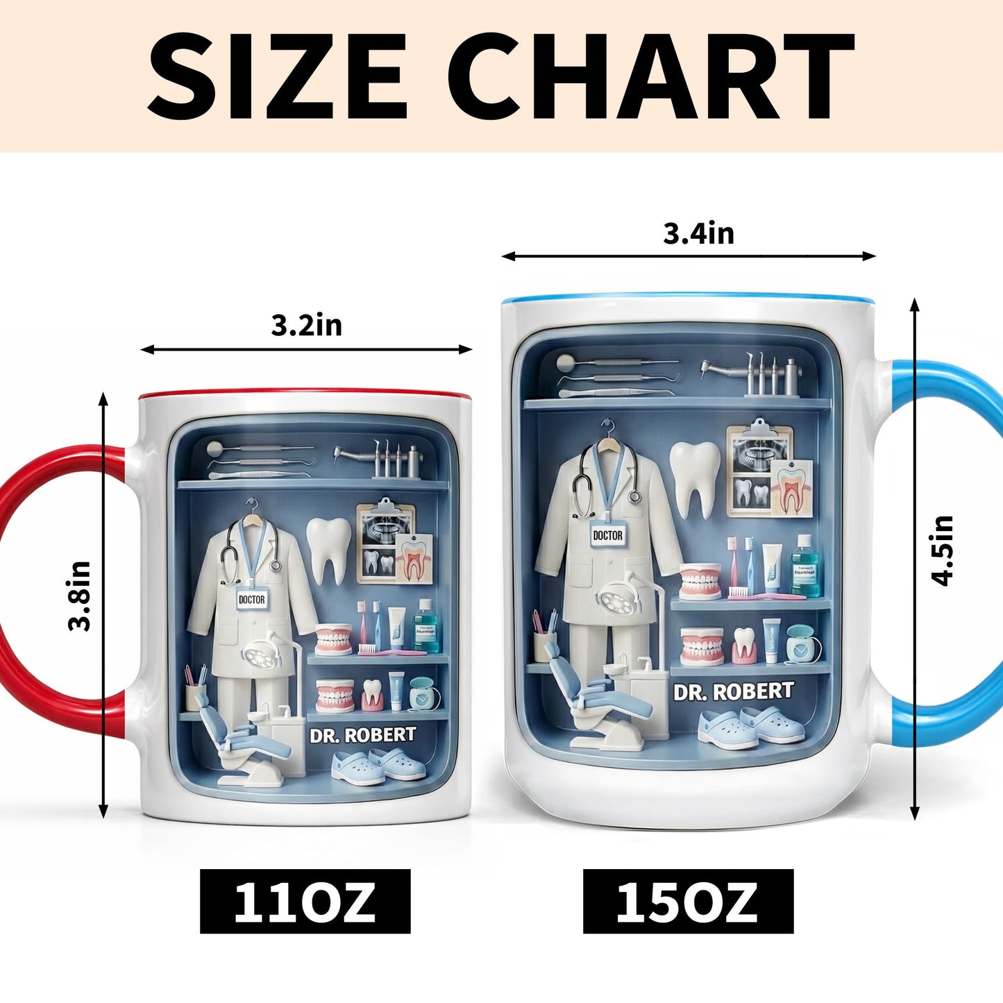 Doctor Of Dental Medicine Teeth And Medical Tools Design - Personalized Custom Accent Mug - DOC094_AMUG