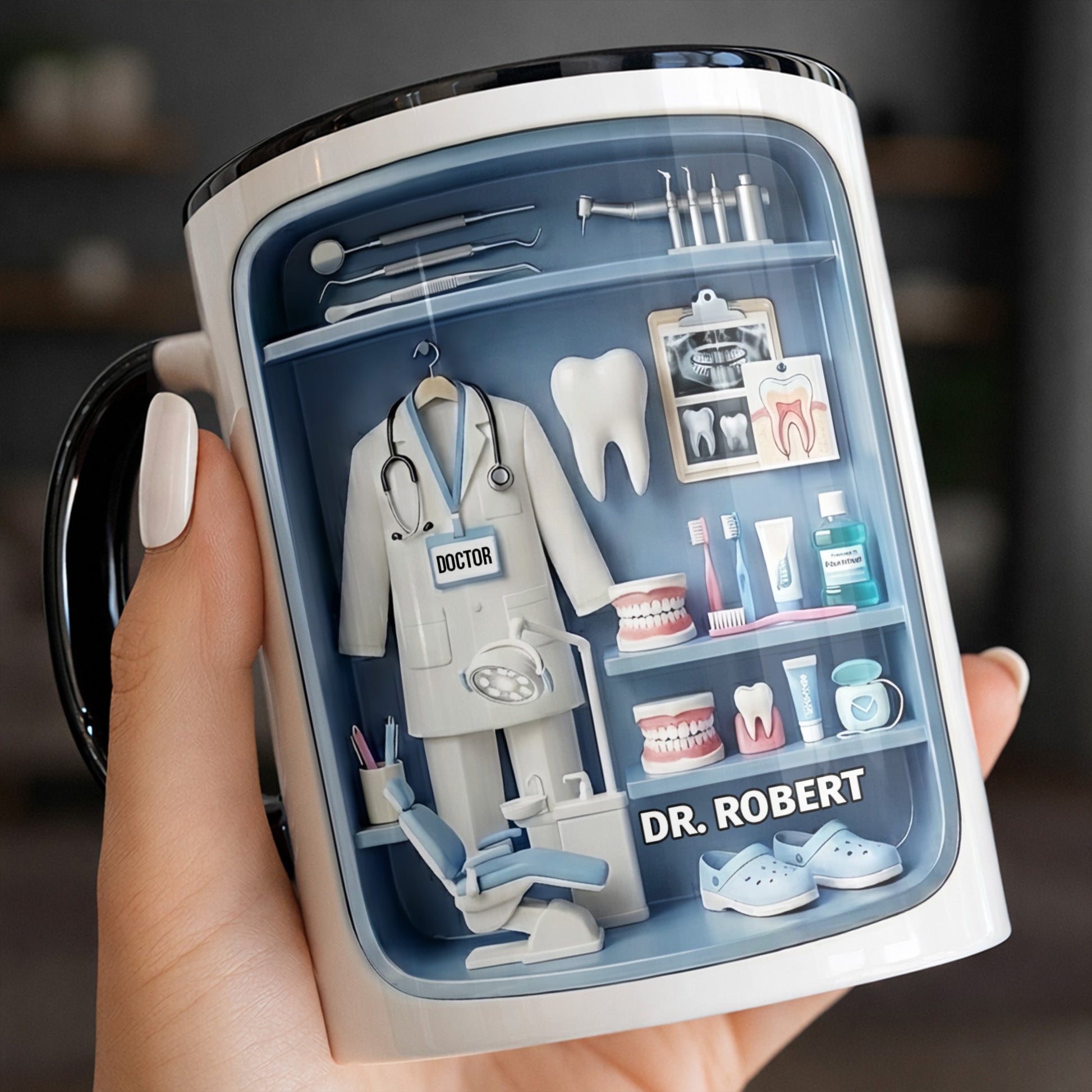 Doctor Of Dental Medicine Teeth And Medical Tools Design - Personalized Custom Accent Mug - DOC094_AMUG