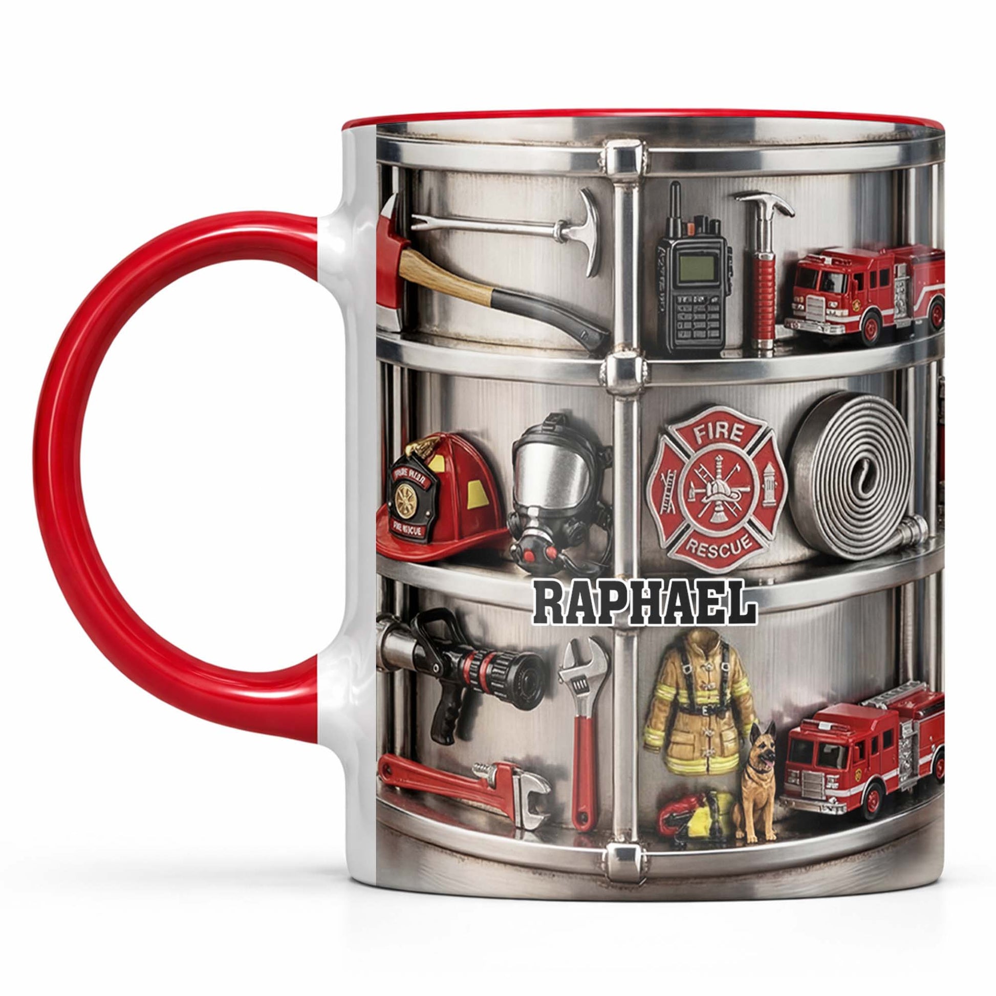 To My Brave Firefighter Fire Truck and Gear - Personalized Custom Accent Mug - FIF050_AMUG