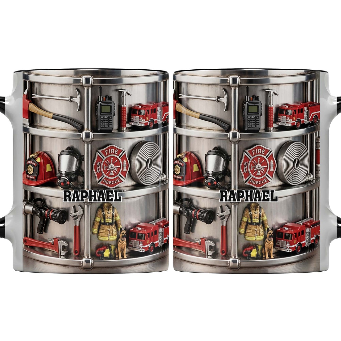To My Brave Firefighter Fire Truck and Gear - Personalized Custom Accent Mug - FIF050_AMUG