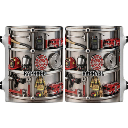To My Brave Firefighter Fire Truck and Gear - Personalized Custom Accent Mug - FIF050_AMUG