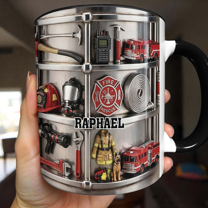To My Brave Firefighter Fire Truck and Gear - Personalized Custom Accent Mug - FIF050_AMUG