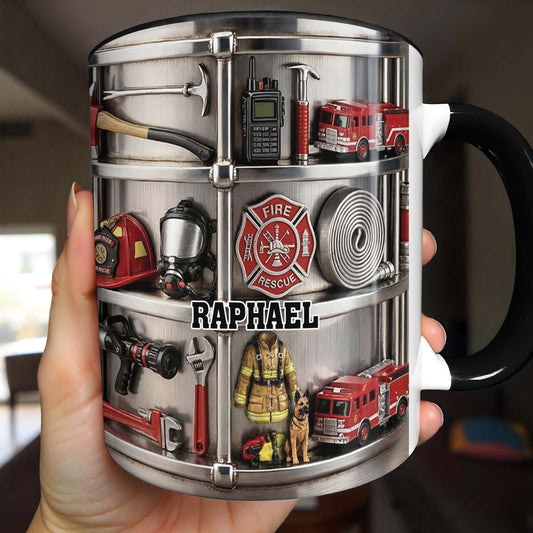 To My Brave Firefighter Fire Truck and Gear - Personalized Custom Accent Mug - FIF050_AMUG