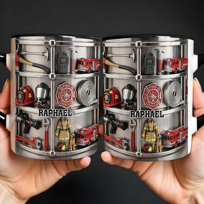 To My Brave Firefighter Fire Truck and Gear - Personalized Custom Accent Mug - FIF050_AMUG