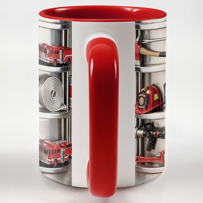 To My Brave Firefighter Fire Truck and Gear - Personalized Custom Accent Mug - FIF050_AMUG