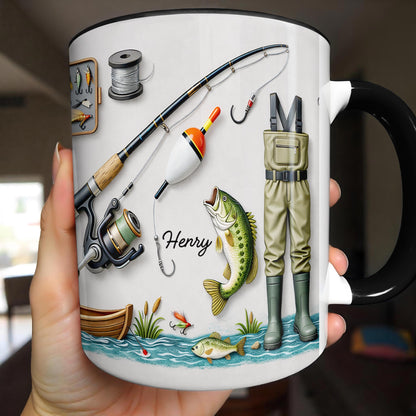 Life Is Better At The Lake Fishing Rod And Bass Fish - Personalized Custom Accent Mug - FISH009_AMUG