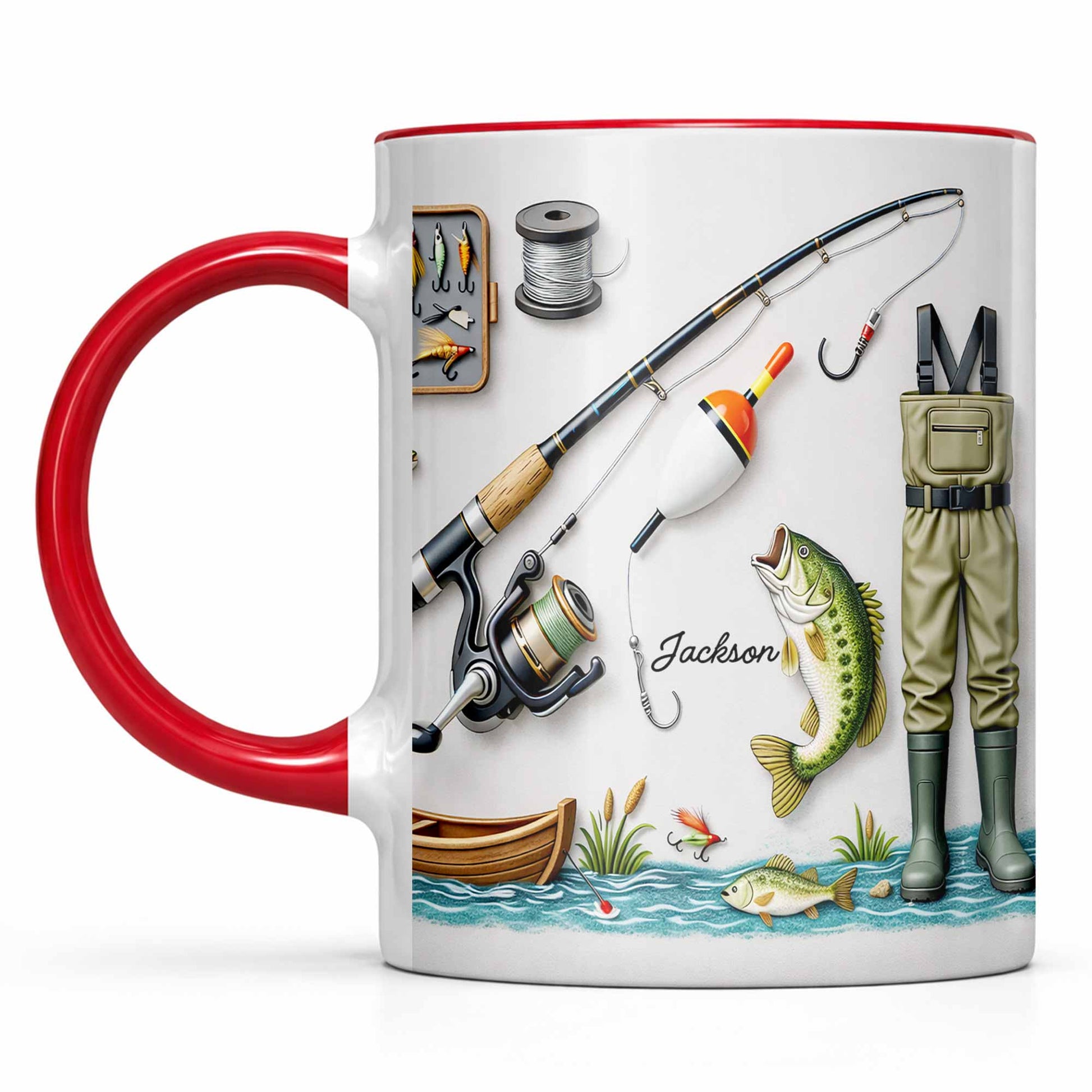 Life Is Better At The Lake Fishing Rod And Bass Fish - Personalized Custom Accent Mug - FISH009_AMUG