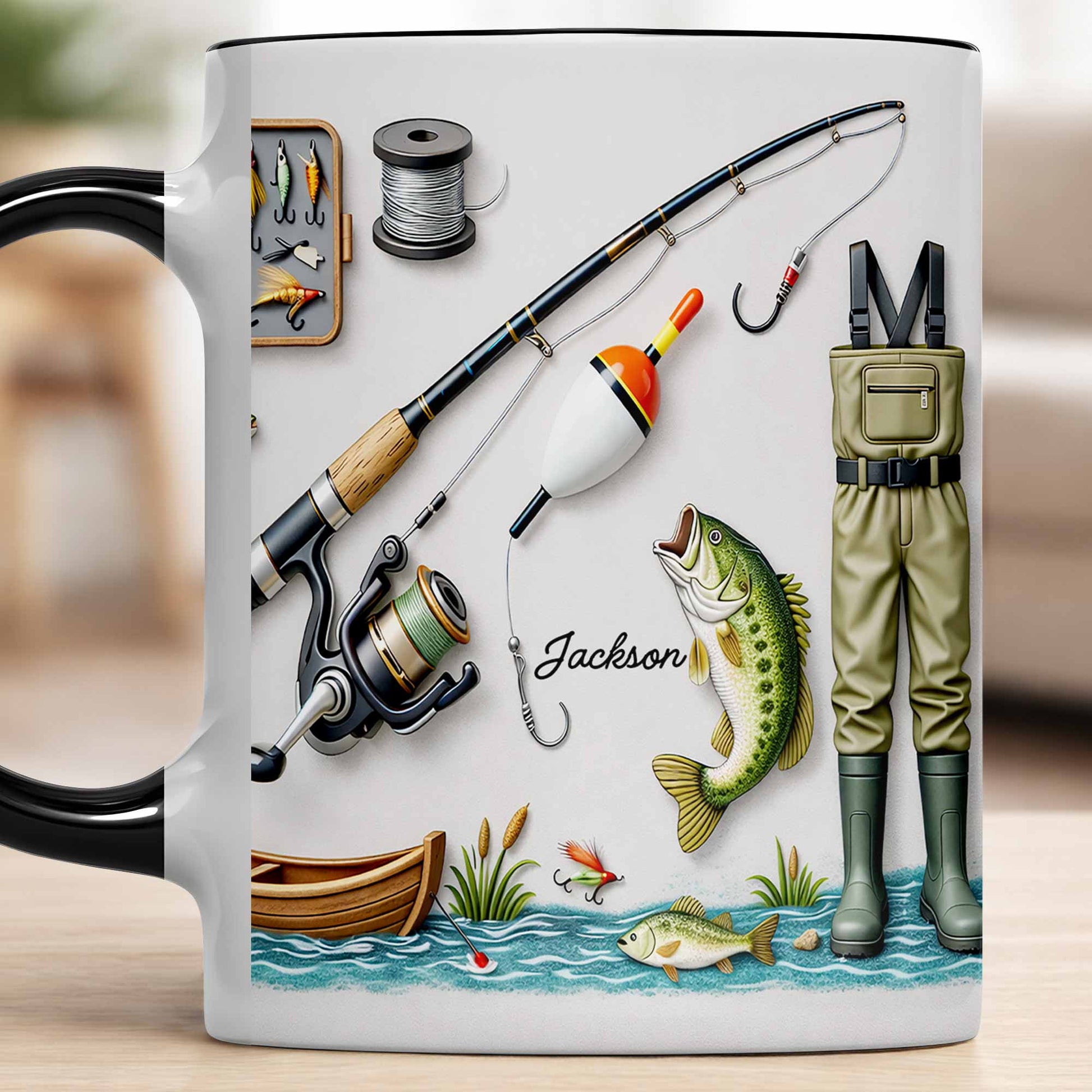 Life Is Better At The Lake Fishing Rod And Bass Fish - Personalized Custom Accent Mug - FISH009_AMUG
