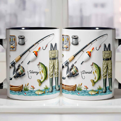 Life Is Better At The Lake Fishing Rod And Bass Fish - Personalized Custom Accent Mug - FISH009_AMUG