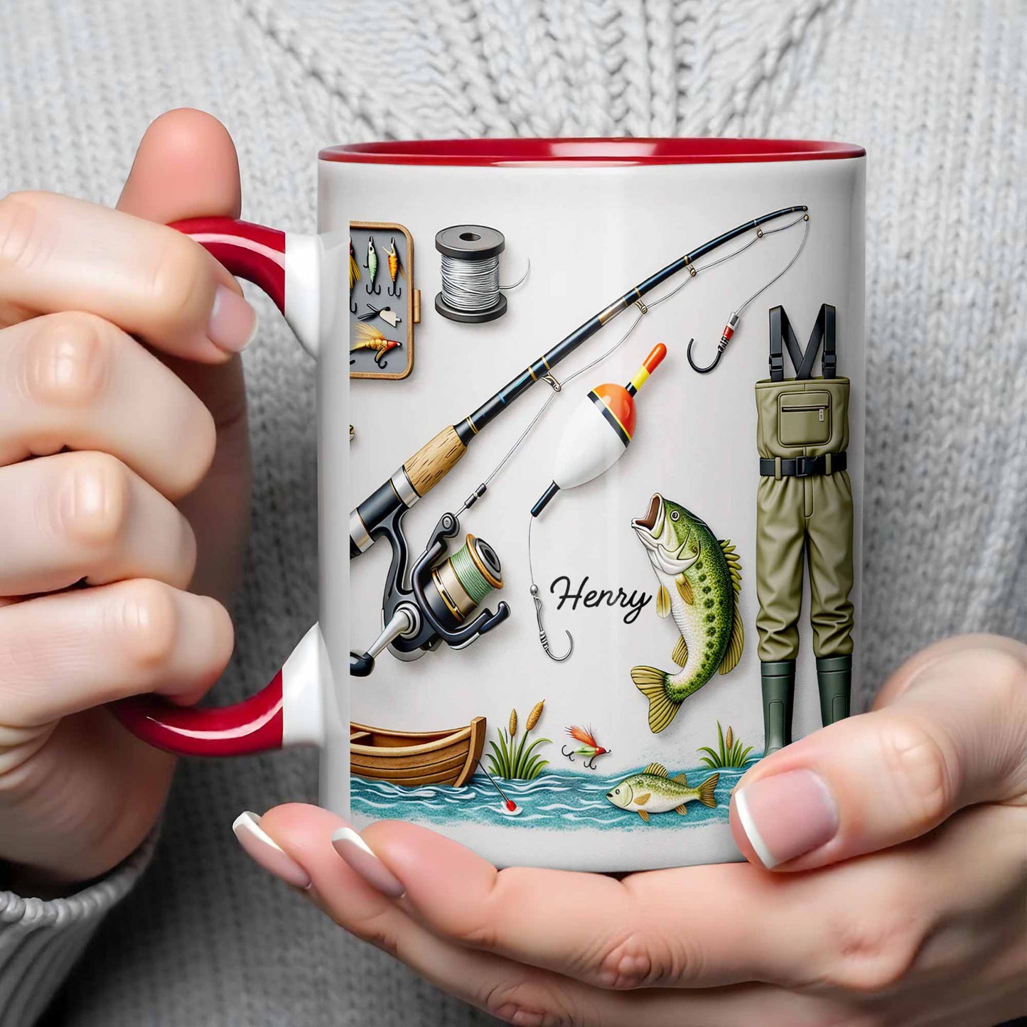 Life Is Better At The Lake Fishing Rod And Bass Fish - Personalized Custom Accent Mug - FISH009_AMUG