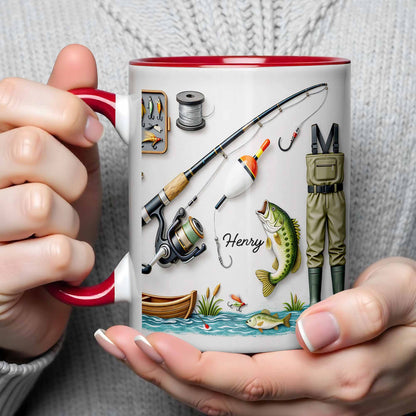 Life Is Better At The Lake Fishing Rod And Bass Fish - Personalized Custom Accent Mug - FISH009_AMUG