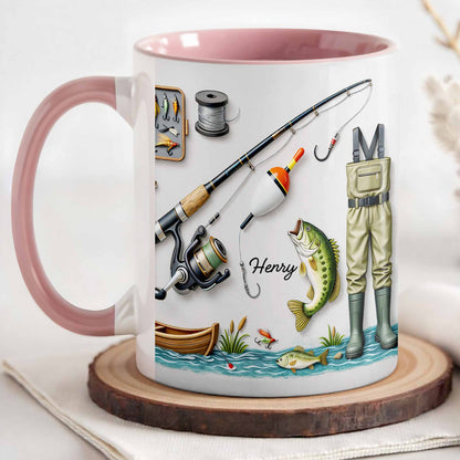 Life Is Better At The Lake Fishing Rod And Bass Fish - Personalized Custom Accent Mug - FISH009_AMUG